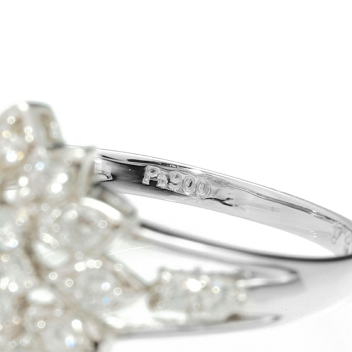 ダイヤモンド 0.54ct プラチナ Pt900 フラワーモチーフリング SI