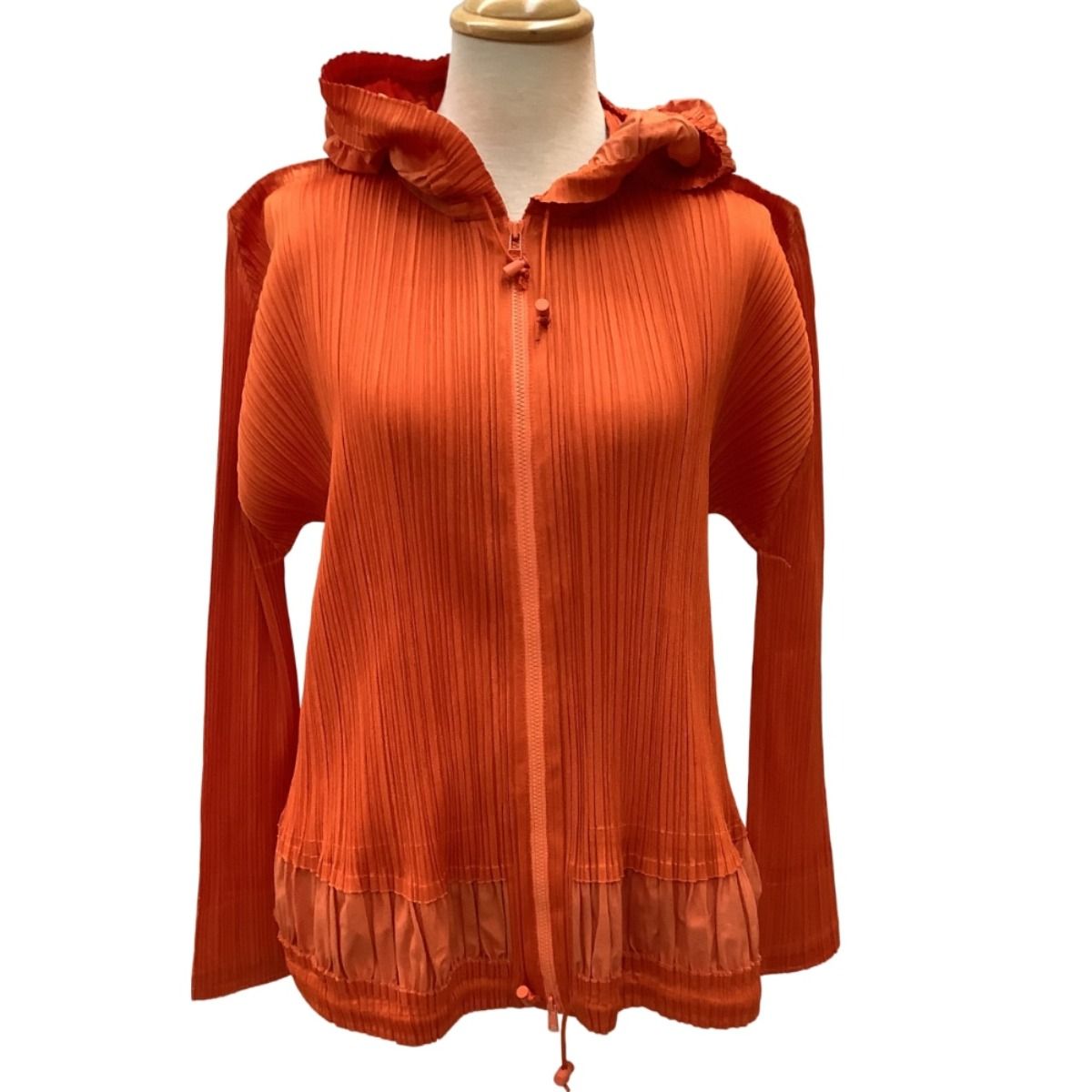 ♪♪ISSEY MIYAKE イッセイミヤケ PLEATS PLEASE ジップアップ パーカー ジャンパー PP63-JC612 オレンジ