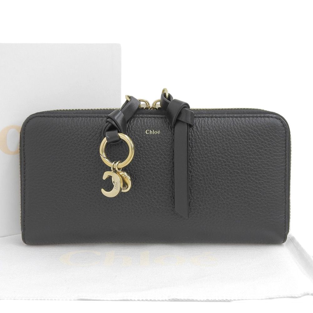 【本物保証】 箱・布袋付 超美品 クロエ CHLOE アルファベット ロングウォレット CHC21WP941F57001 ラウンドファスナー長財布 レザー 黒 本物保証】 箱・布袋付 超美品 クロエ CHLOE アルファベット ロング