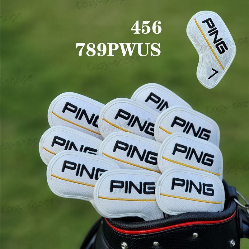 PING ゴルフ クラブ カバー golf アイアンセット ゴルフヘッド 保護カバー 10点セット 白|黒