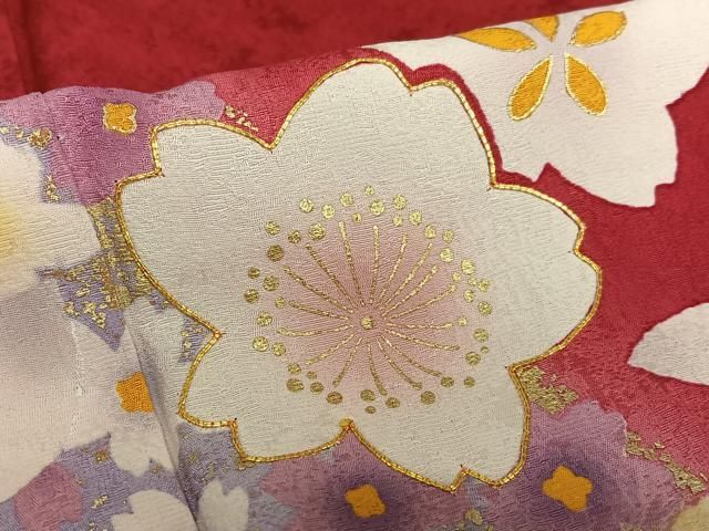 平和屋着物○豪華振袖 駒刺繍 舞桜 暈し染め 金彩 正絹 逸品  