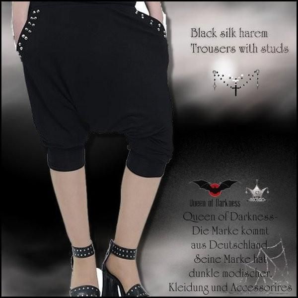 ゴシック 鋲付きサルエルパンツ 7分丈 黒 woj070