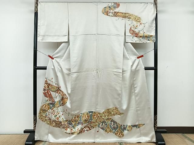 平和屋着物□訪問着 駒刺繍 向かい鳥吉祥花文 金彩 正絹 逸品 平和屋着物□訪問着 駒刺繍 向かい鳥吉祥花文 金彩 正絹 逸品
