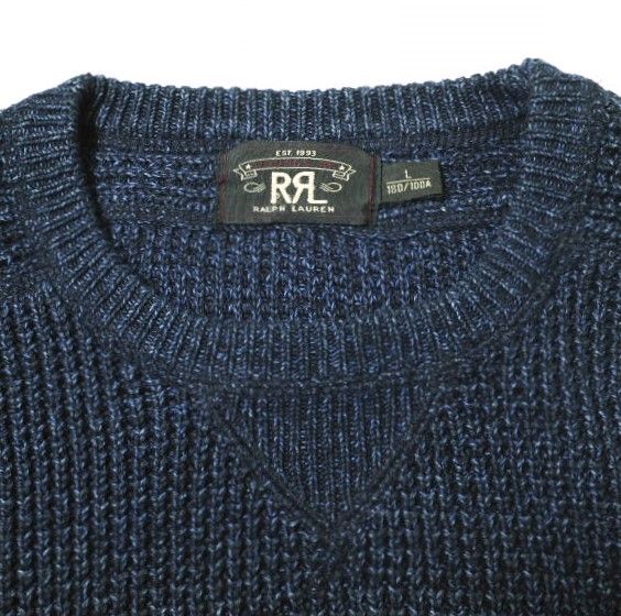 RRL ダブルアールエル CREWNECK WAFFLE KNIT INDIGO DYE YARN