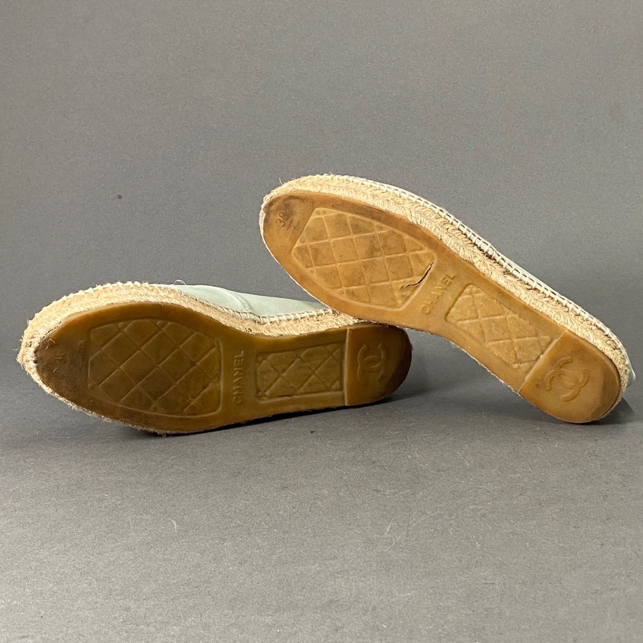 2L24 CHANEL シャネル ココマーク レザー エスパドリーユ 38  