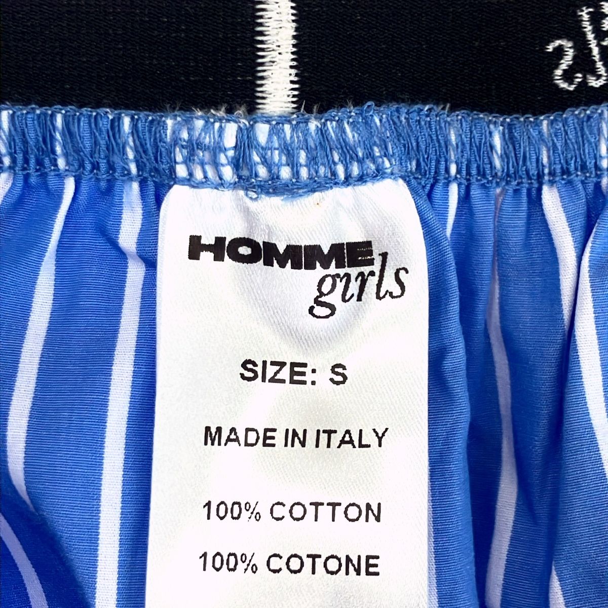 HommeGirls オムガールズ ストライプボクサーショートパンツ ブルー S