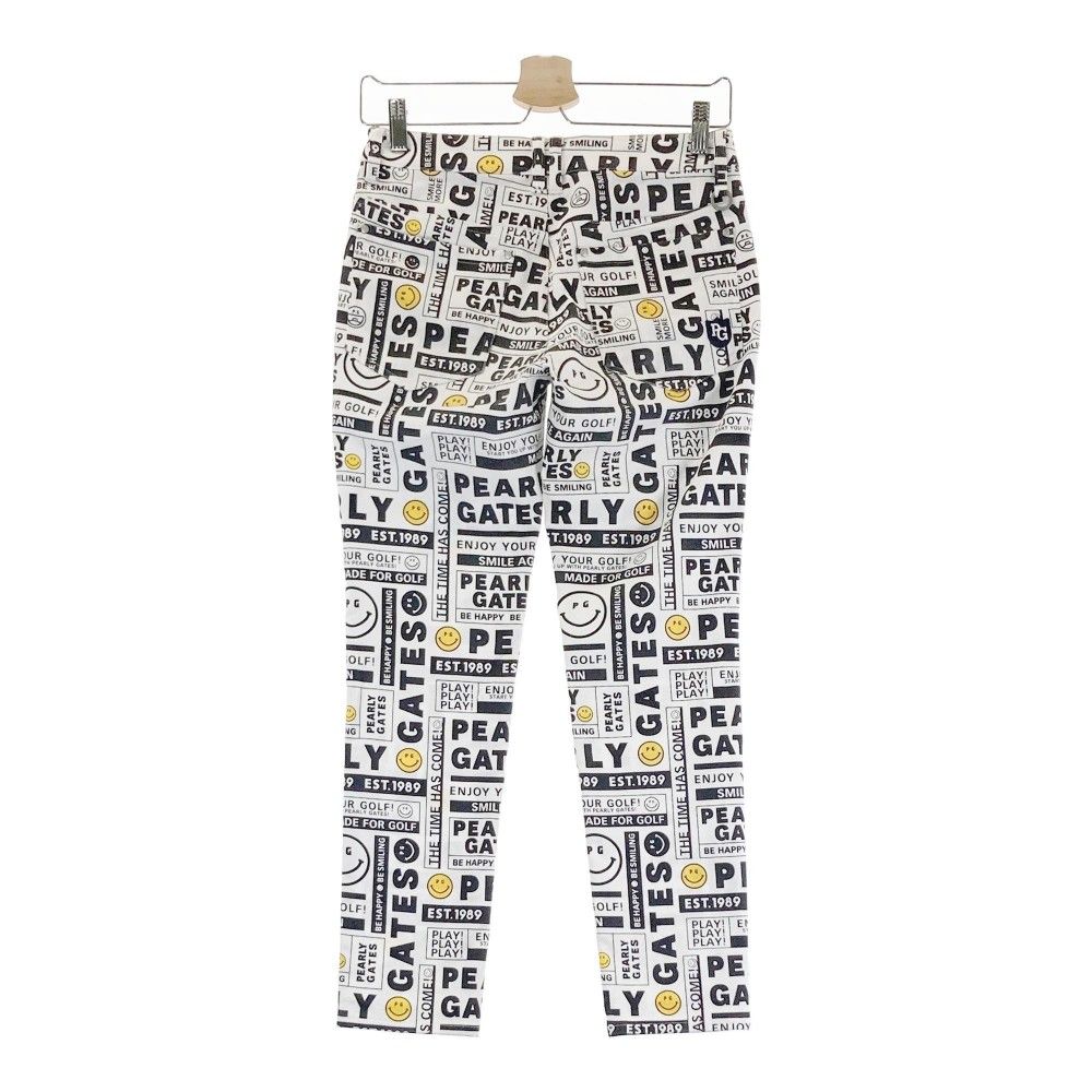 【パーリーゲイツ】スマイルマーク×ストライプ柄 総柄 ゴルフハーフパンツM パーリーゲイツ】スマイルマーク×ストライプ柄 総柄 ゴルフハーフ