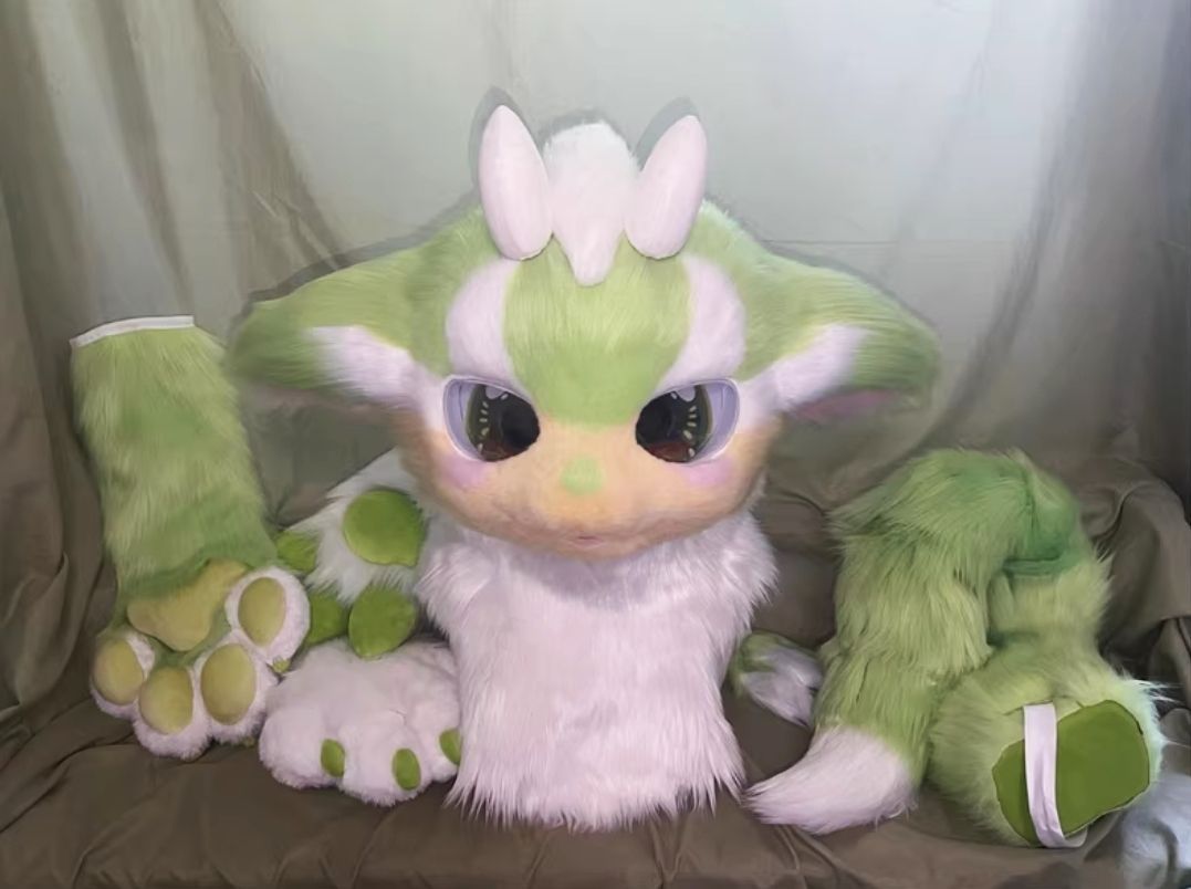 ファースーツ 着ぐるみセット NO.38 ドラゴン 緑 ケモノ ファースーツ 全頭ヘッド ぬいぐるみ コスプレ コスチューム kigurumi