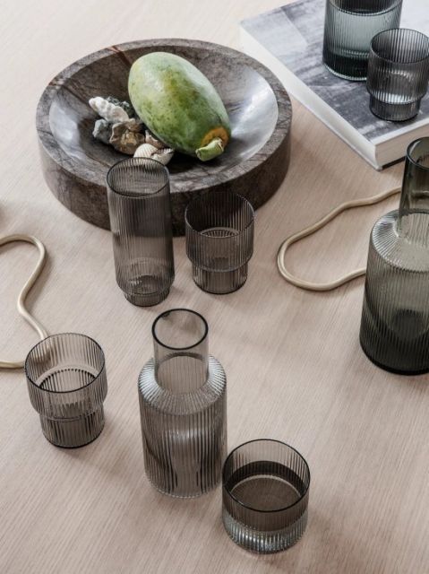 リップルセット ferm LIVING (ファームリビング) | Ripple Glasses 4 pcs set (smoked