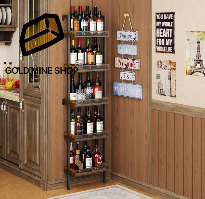 5段自立式ワインラック 50本ワインラックシェルフ壁取り付けフェンス ワインボトルホルダーディスプレイシェルフ キッチン ダイニングルーム バー 木製 リカーストレージ 長さ17.28インチ×幅7.95インチ×高さ68.5インチ