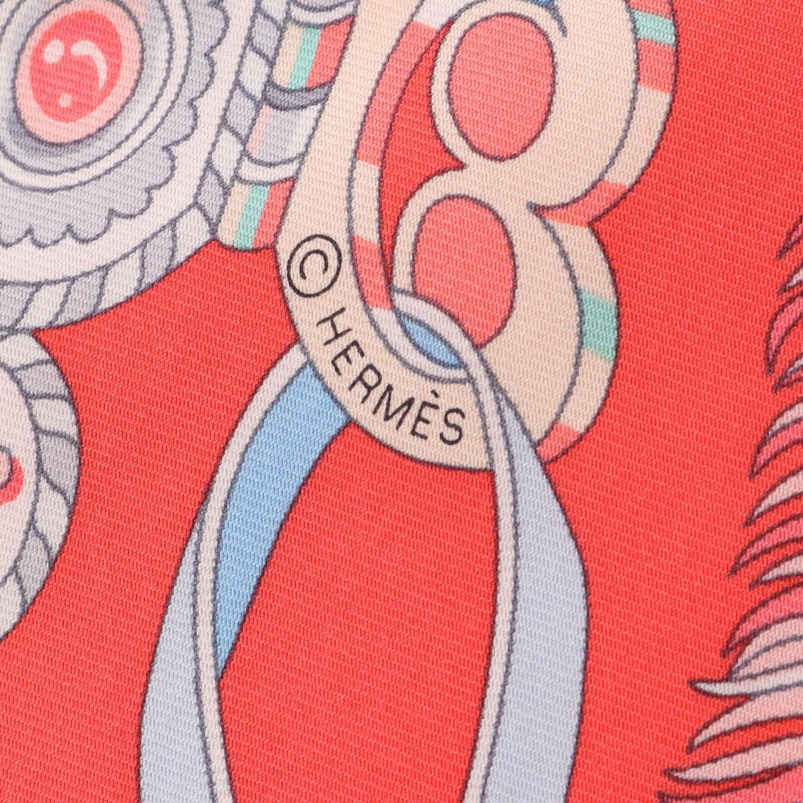 エルメス HERMES スカーフ カレ90 SOUS LE GIDE DE MARS レッド シルク