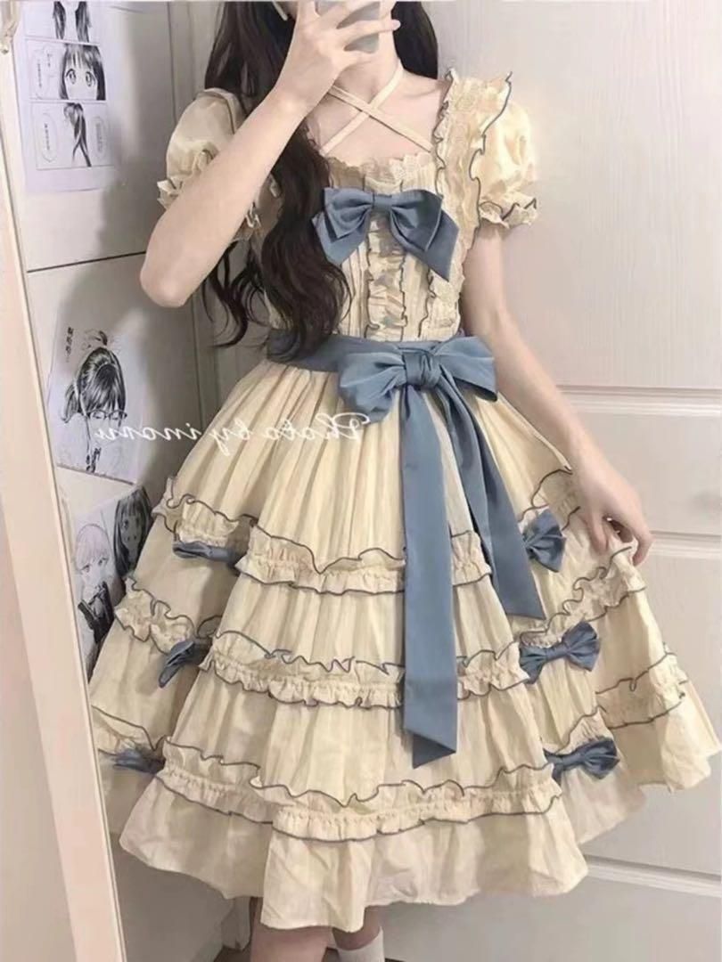 新品未使用リボンが可愛いロリータワンピース♪ひざ丈