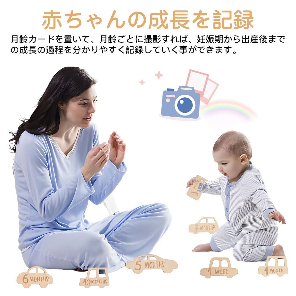 新品上架】Samcos 雲朵造型木質8片組月份牌附收納袋攝影道具新生兒寫真月份寫真嬰兒月曆卡紀念日寫真產後禮赤ちゃん新生兒成長紀錄, image size:1000x1000