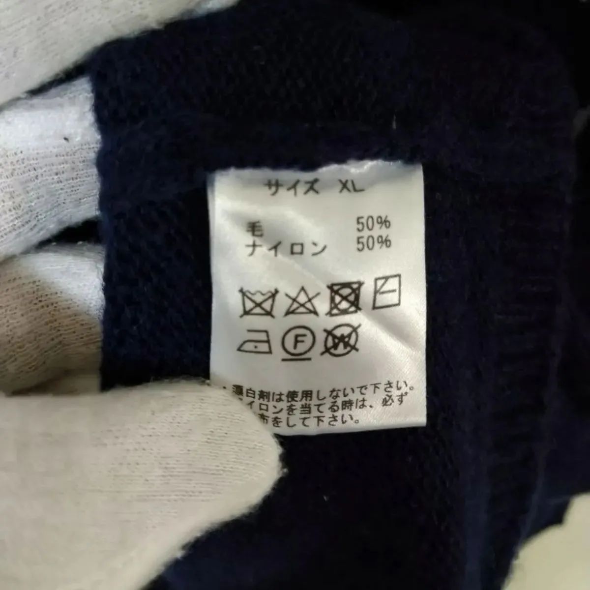 横浜ベイスターズ　ウールセーター　メンズXL　ネイビー色　ウール　ユニセックス 横浜ベイスターズ ウールセーター メンズXL ネイビー色 ウール ユニ