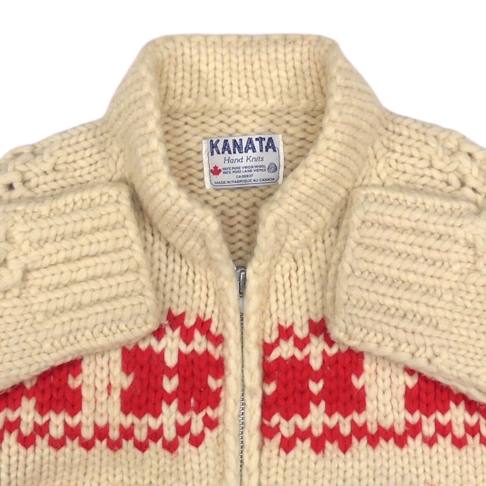 カウチン セーター kanata ハンドニット L カナダ製 カナタ メープル柄 