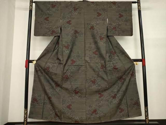 平和屋着物●本場大島紬　草花文　正絹　逸品　未使用　AAAZ4832ck 平和屋着物○本場大島紬 草花文 正絹 逸品 未使用 AAAZ4832ck