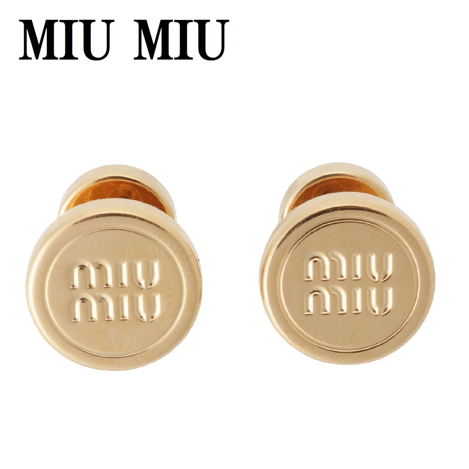 MIU MIU ミュウミュウ 5JO907 2F5I F0056 メタル ピアス ロゴ アクセサリー レディース ゴールド
