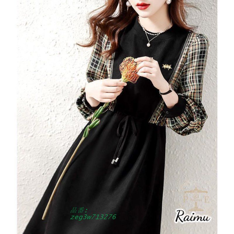 ワンピース レディース 40代 きれいめ 膝丈ワンピース 秋服 Aライン