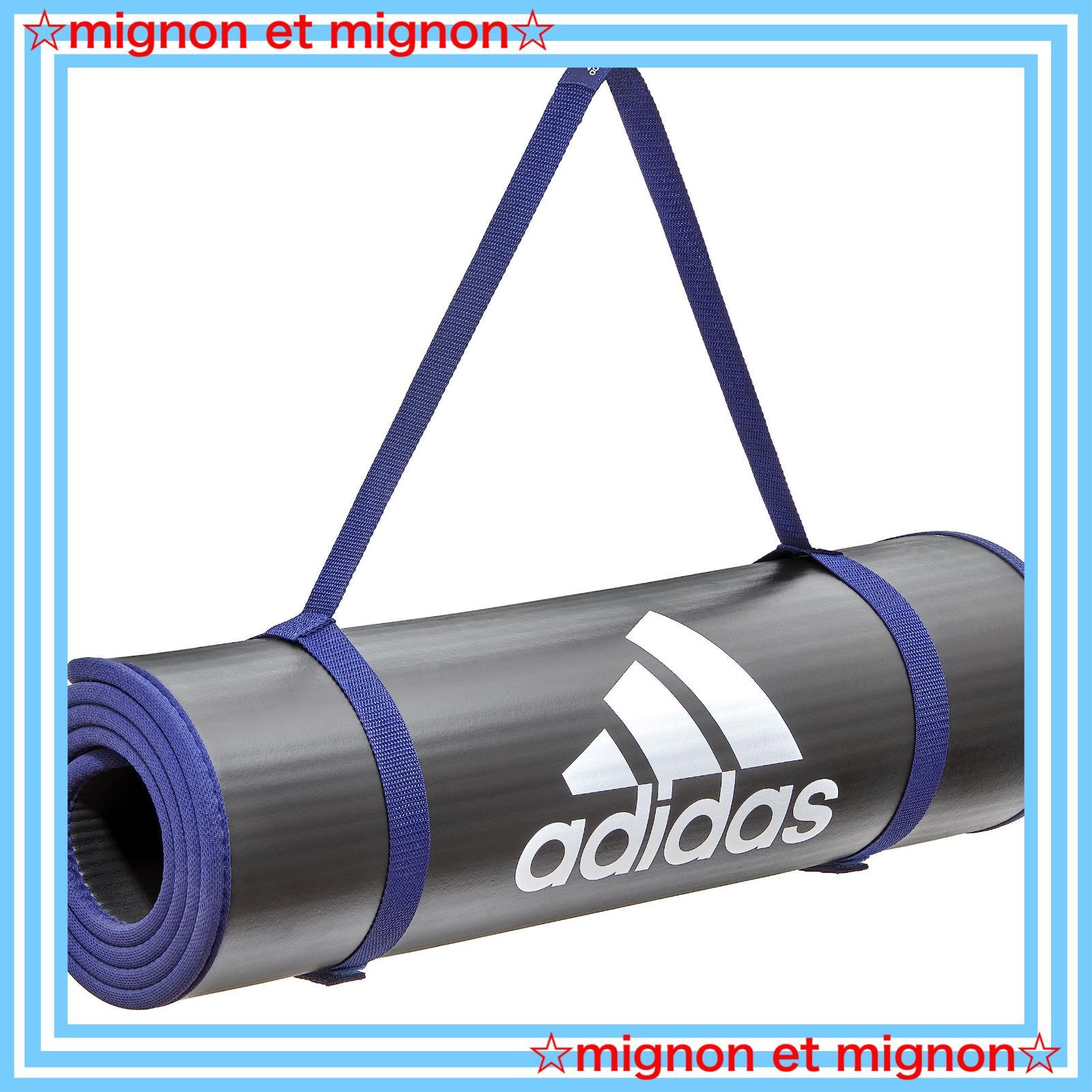 スピード発送 耐久性 滑り止め 幅広 厚め 10mm ストラップ付 トレーニングマット|ヨガマット adidas アディダス