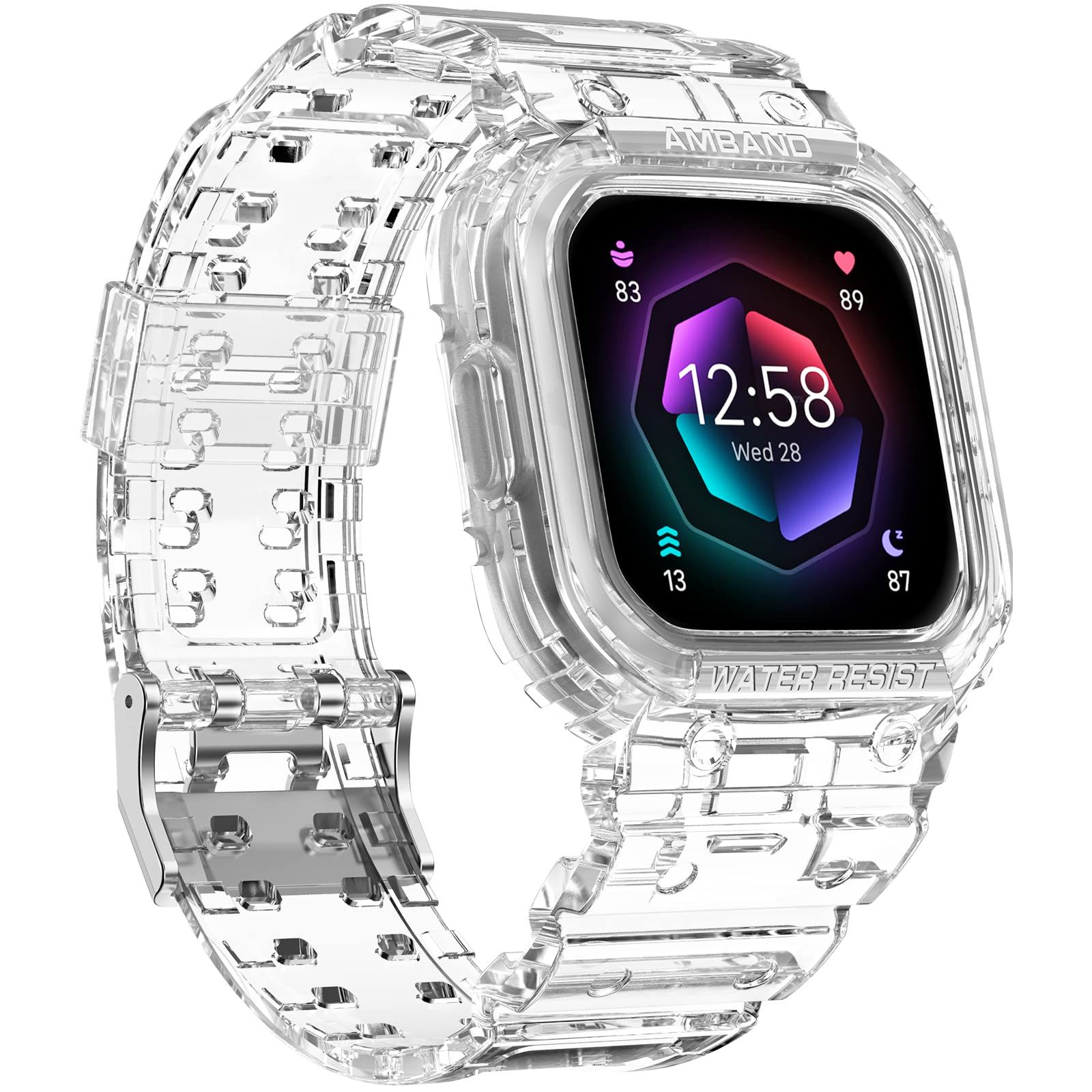 amBand Fitbit Versa 3バンド Versa 2バンド 女性用 男性用 保護交換用ストラップケースバンド プロテクターアクセサリー Ve [クリア] [Fitbit Sense 2/1 u0026 Versa 4/3/2/1 u0026 Versa Lite]