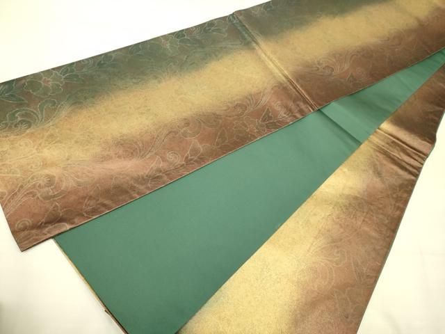 平和屋着物○石川県指定無形文化財 牛首紬 白山工房 手織り 全通柄袋帯