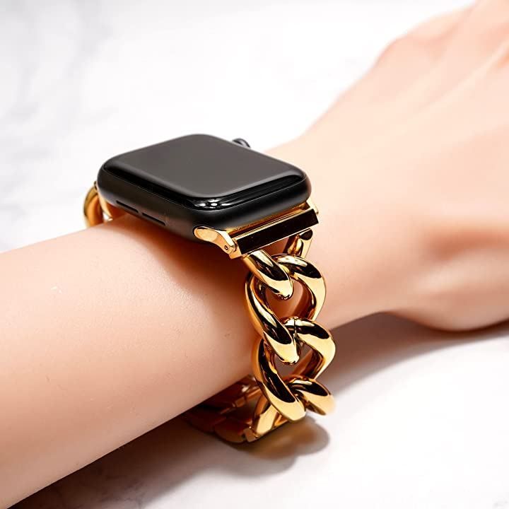 Royce&Roland Apple Watch チャンキー チェーンベルト コマ調整器不要 バタフライバックル gold( ゴールド,  42/44/45mm) - メルカリ