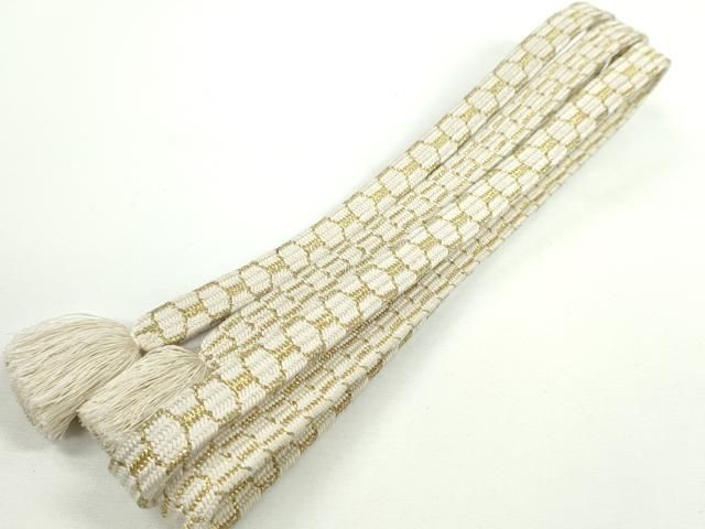 平和屋本店 上 有職組紐道明 帯締め 亀甲組 白×金 宮内庁御用 国立博物館御用 東京芸術大学御用 CXAA0630s5