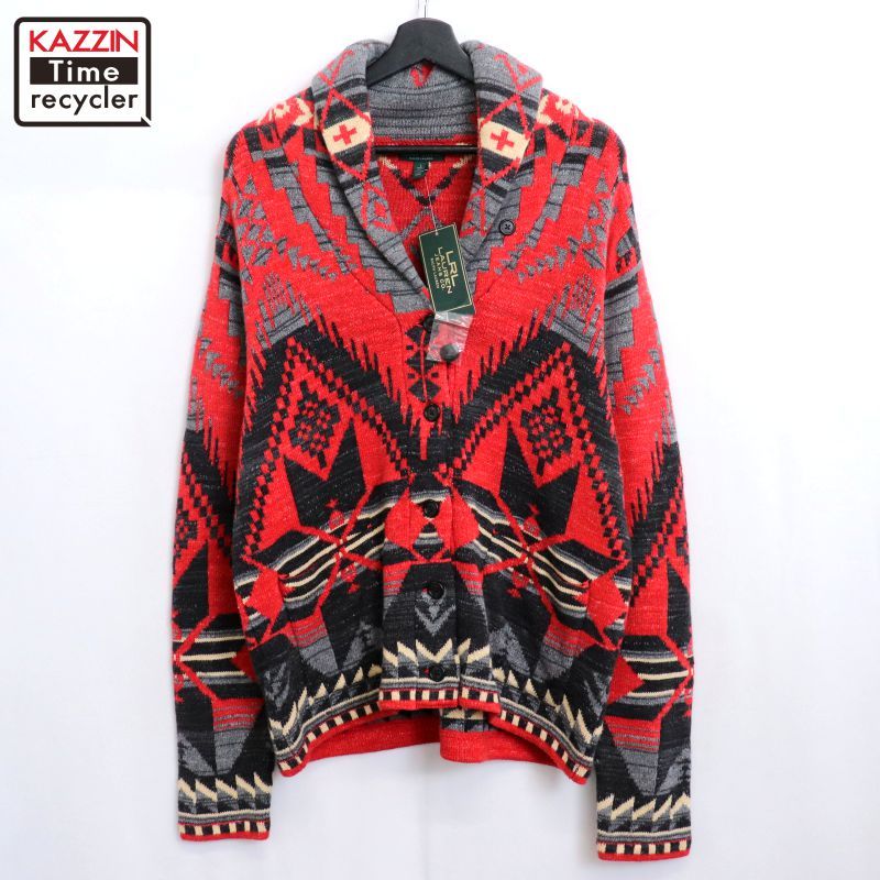 90s Lauren Ralph Lauren ネイティブ柄 カーディガン L DEADSTOCK 00s RALPH LAUREN ネイティブ柄 LRL ショールカラー