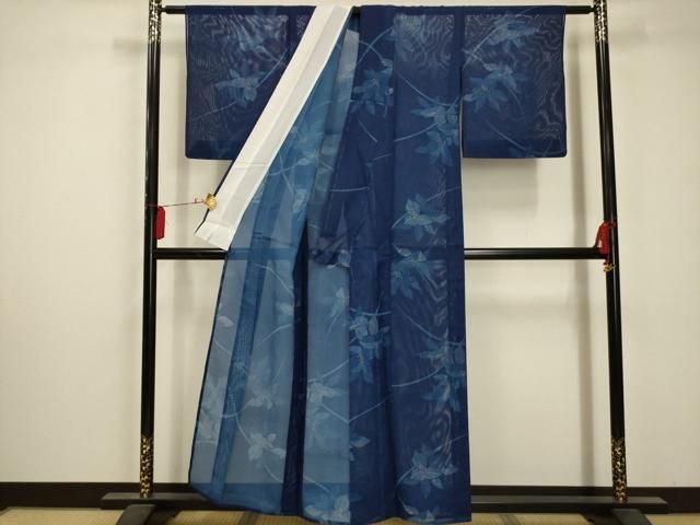 平和屋着物 夏物 小紋 絽 草花文 洗える着物 AABA5666sx