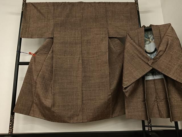 平和屋着物●男性　紬　アンサンブル　色無地　憲法色　正絹　逸品　AAAV7299zg 平和屋着物○男性 紬 アンサンブル 色無地 憲法色 正絹 逸品