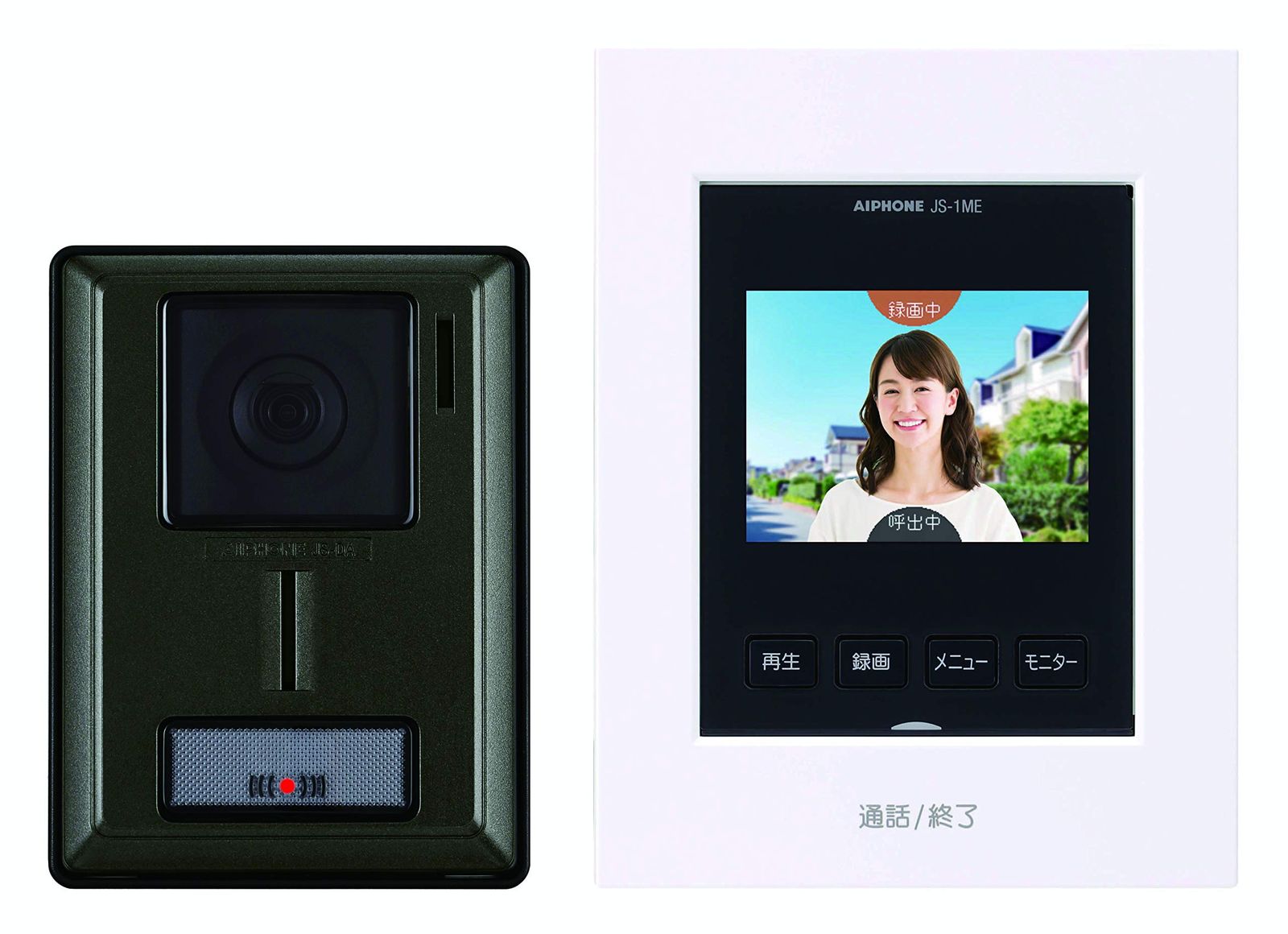 アイホン ドアホン インターホン カメラ付き玄関子機 モニター付き親機 わかりやすい画面表示 録画機能あり カメラレンズ調整 AC電源プラグ式 ZA-TD2 壁掛け 電源コードあり-録画機能あり