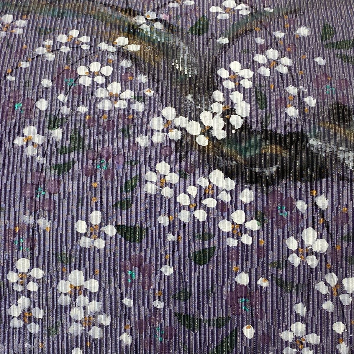 袋名古屋帯 名品 草花 金通し 薄紫 正絹