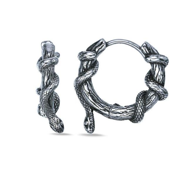 送料無料 リンクス メンズ ピアス イヤリング アクセサリー Men s LYNX Stainless Steel Snake Coil Hoop Earrings Stainless