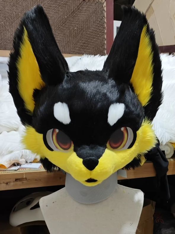 着ぐるみヘッド キツネ NO.136 黄色 全頭ヘッド ケモノ ファースーツ ぬいぐるみ コスプレ コスチューム kigurumi