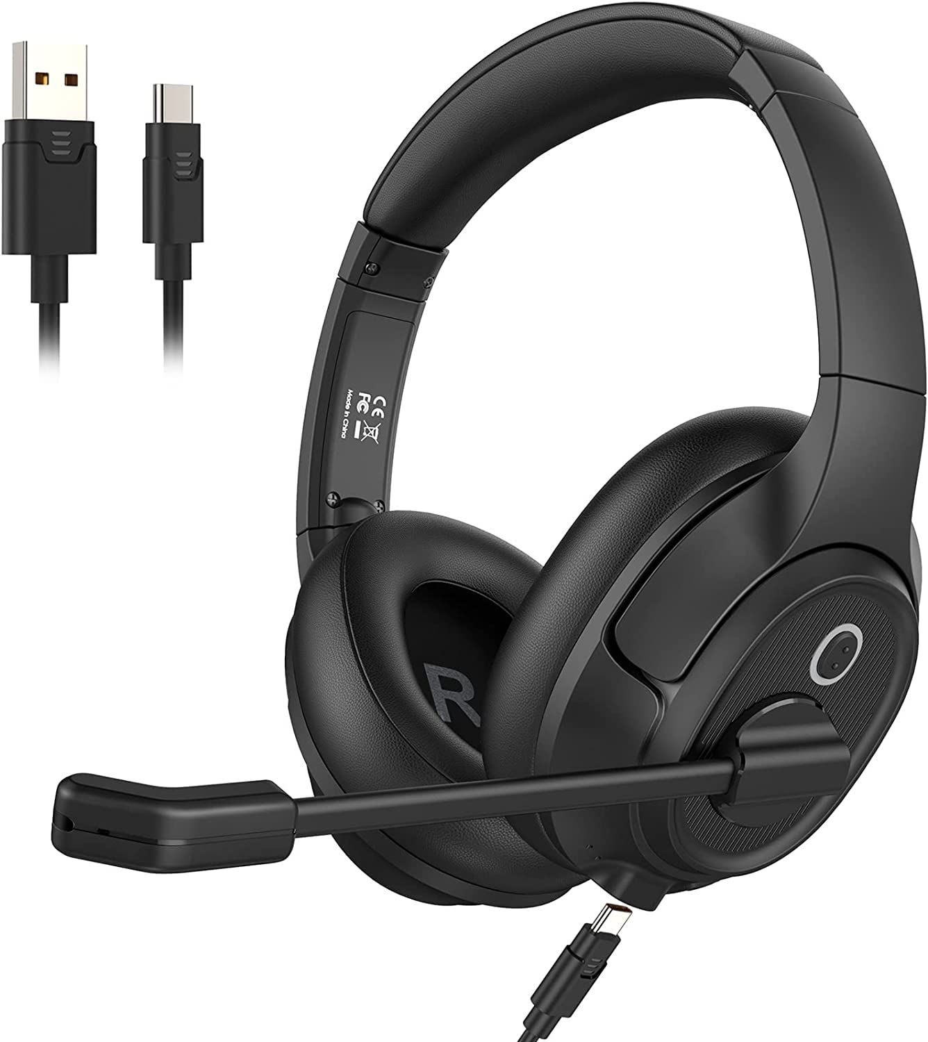 【迅速発送】EKSA H2 ヘッドセット USB有線接続 通話ノイズリダクション マイク搭載 PC用ヘッドセット ビジーライト付き ミュート機能 手元コントローラー WEB会議 テレワーク リモートワーク 