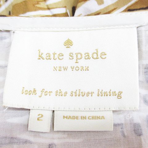 【新品未使用】katespade フレアワンピース 2 ケイトスペード KATE SPADE フレンチスリーブ 膝丈 フレア