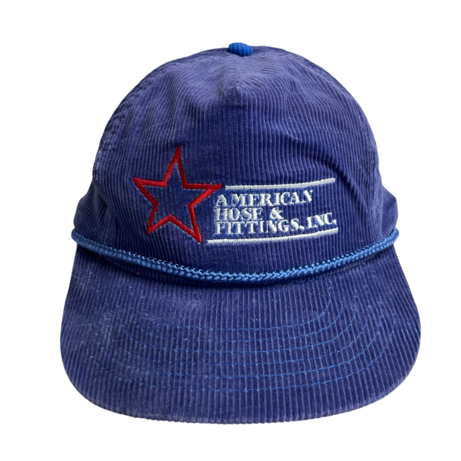 キャップ|帽子 AMERICAN HOSE - FITTINGS アメリカンホースフィッティングス コーデュロイキャップ ビンテージキャップ 刺繍ロゴ ネイビー 紺色