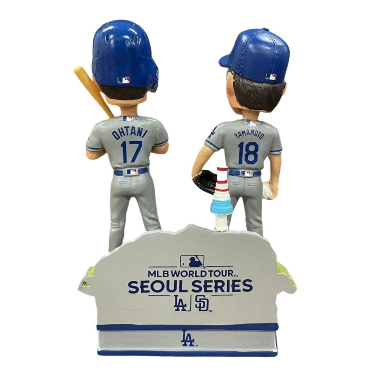 FOCO 大谷翔平＆山本由伸 グッズ LA ドジャース 開幕戦 ソウルシリーズ 2025 デュアルボブルヘッド 5インチ 12.7cm MLB メジャーリーグ公式 グッズ LA DODGERS ロサンゼルス ドジャース フィギュア 置物 背番号17 18番