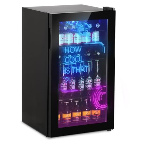HCK ゲーミング冷蔵庫 98L ドリンク用 LEDネオン 透明ガラスドア おしゃれ 大容量 右開き 1ドア 静音 省エネ 保冷保温庫 バー 寝室 寮 カフェ レストラン ホテル SC-98Bm ba6b992f
