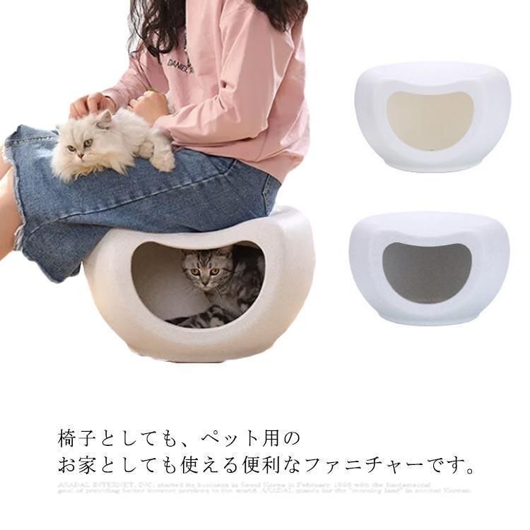 猫ハウスペットベッド ハウス ネコ ペット 木製 キャット 低い 猫 イス 収納 子ども マット 座れる猫ベッド 椅子 スツール チェア 猫 ベッ