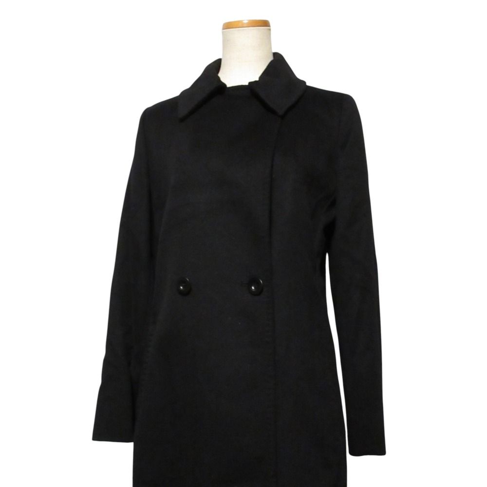 マックスマーラ 白タグ ダブルブレスト ロングコート 大きめ ブラック