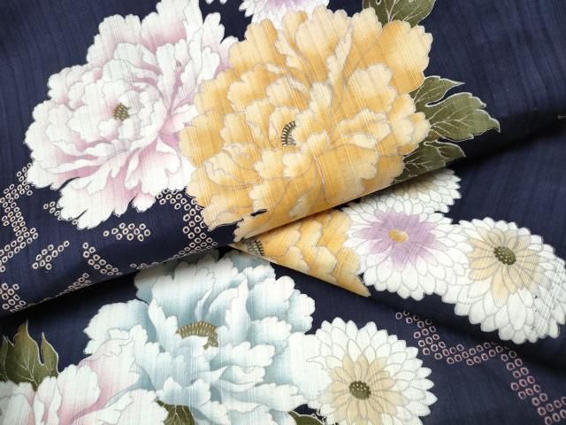平和屋着物∴夏物 浴衣 牡丹 綿 CAAW1127ng