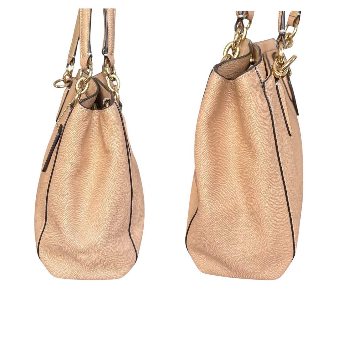 コーチ COACH 2way ハンドバッグ ショルダーバッグ レザー F13683 ラメ 斜め掛け 肩掛け ロゴ金具 チェーン ベージュ DECORATOM_COM_BR
