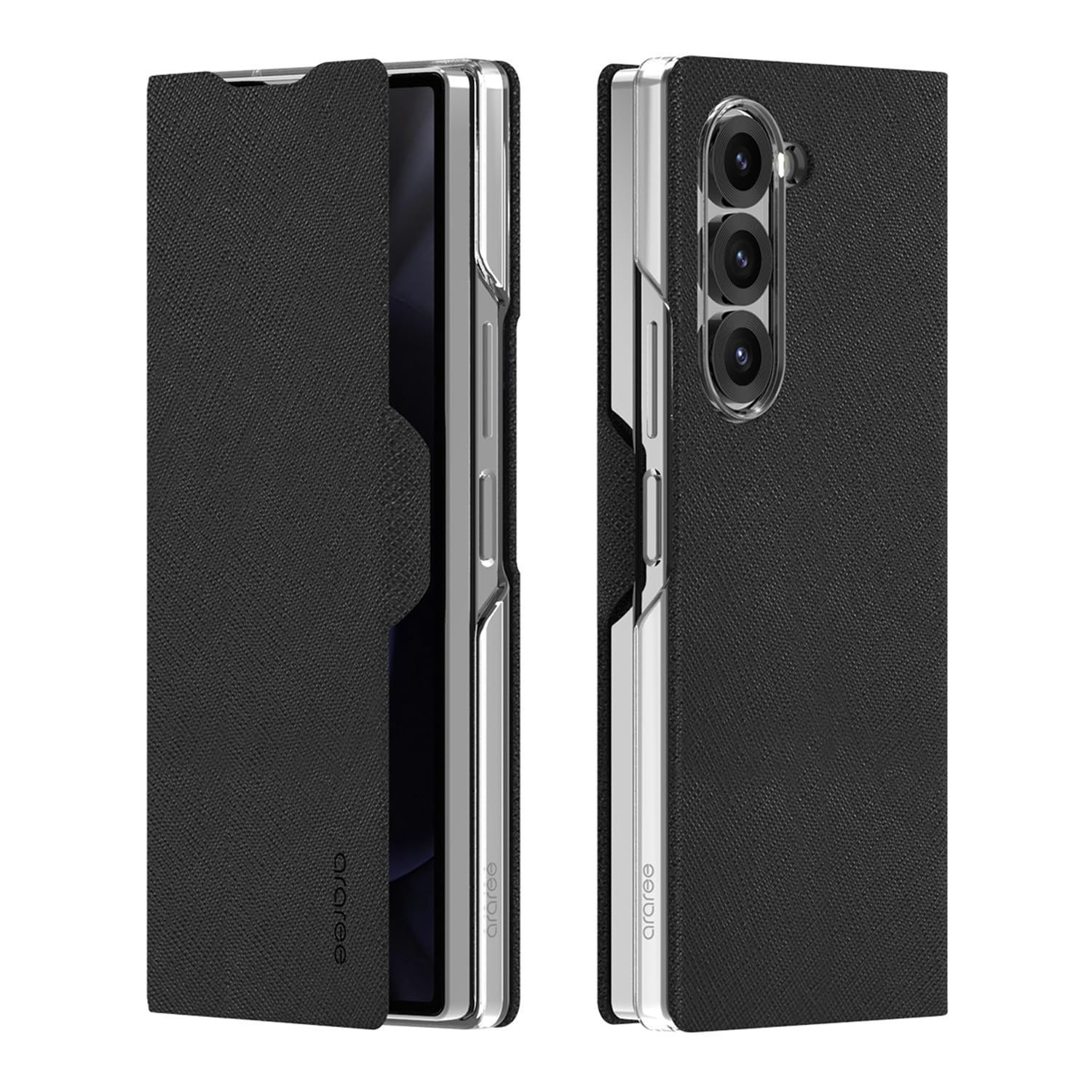 【人気商品】衝撃吸収 カメラ保護 軽量 ワイヤレス充電対応 ケース ] ケース フリップ レザーケース ラッチ 留め具 Bonnet フック式カバー 《サムスン公式認定品》[プレミアムレザー Diary 手帳型 対応 ブラック Fold6 Z AR26971G