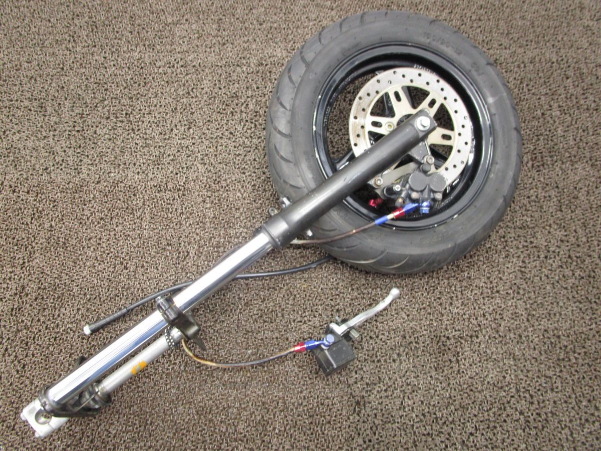 エイプ100 フロントホイール ASSY ディスク化に A1224 フォーク RALLY製 レバー HC07 ホンダ HC07E Ape キャブ車 動画有 12V