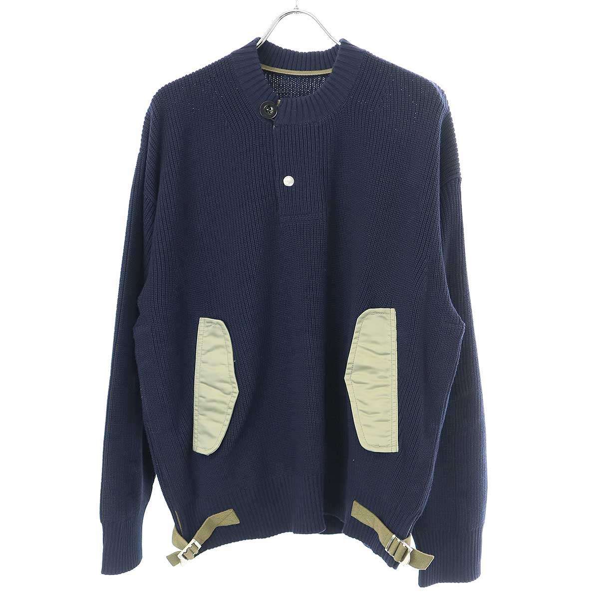 sacai サカイ 23SS Nylon Twill x Knit Pullover ナイロンツイルニット 