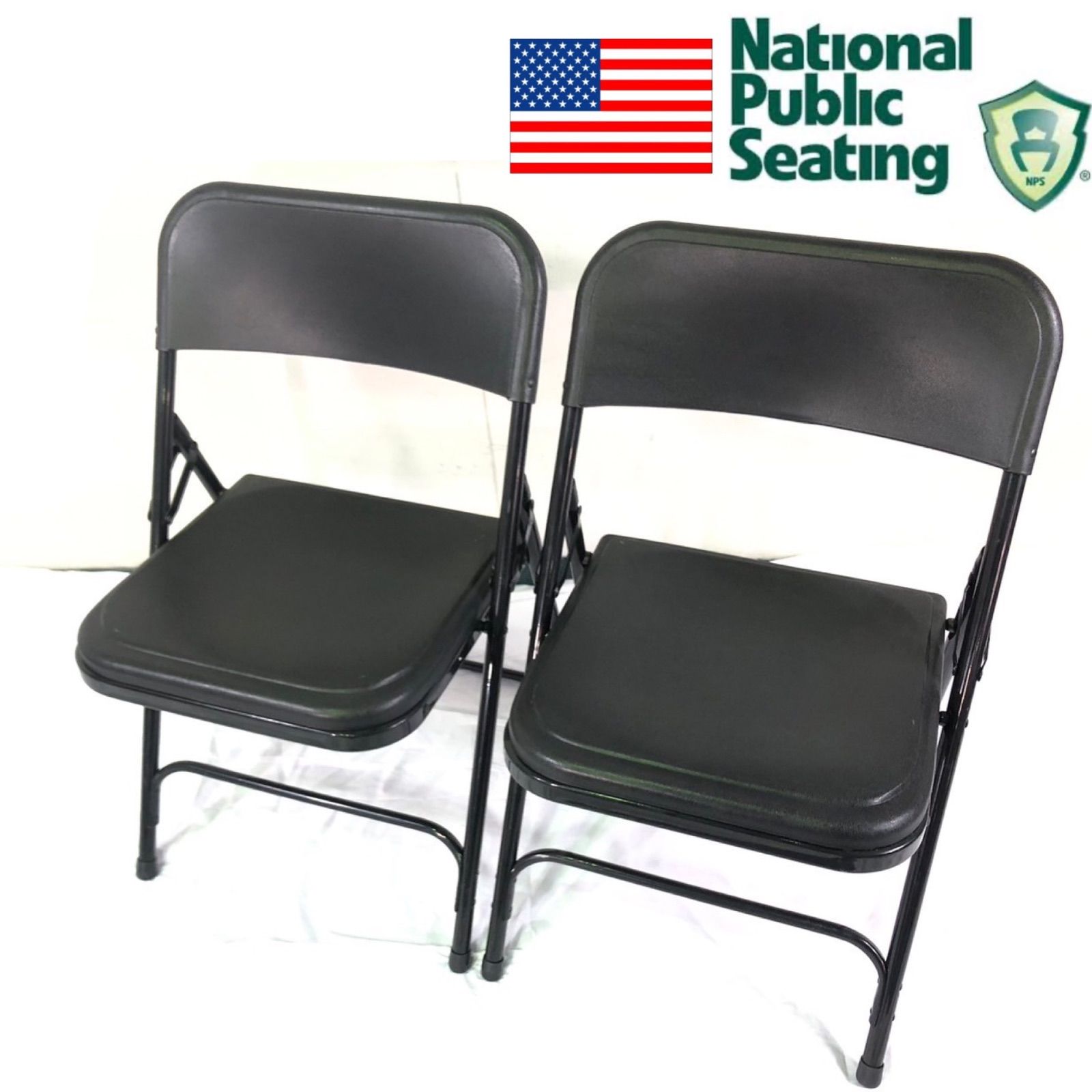 【米軍放出品】未使用品 折り畳みイス オフィス パイプ椅子 2脚 NPS 810 ミーティングチェア 会議室 事務所 (180) AA27AK-2