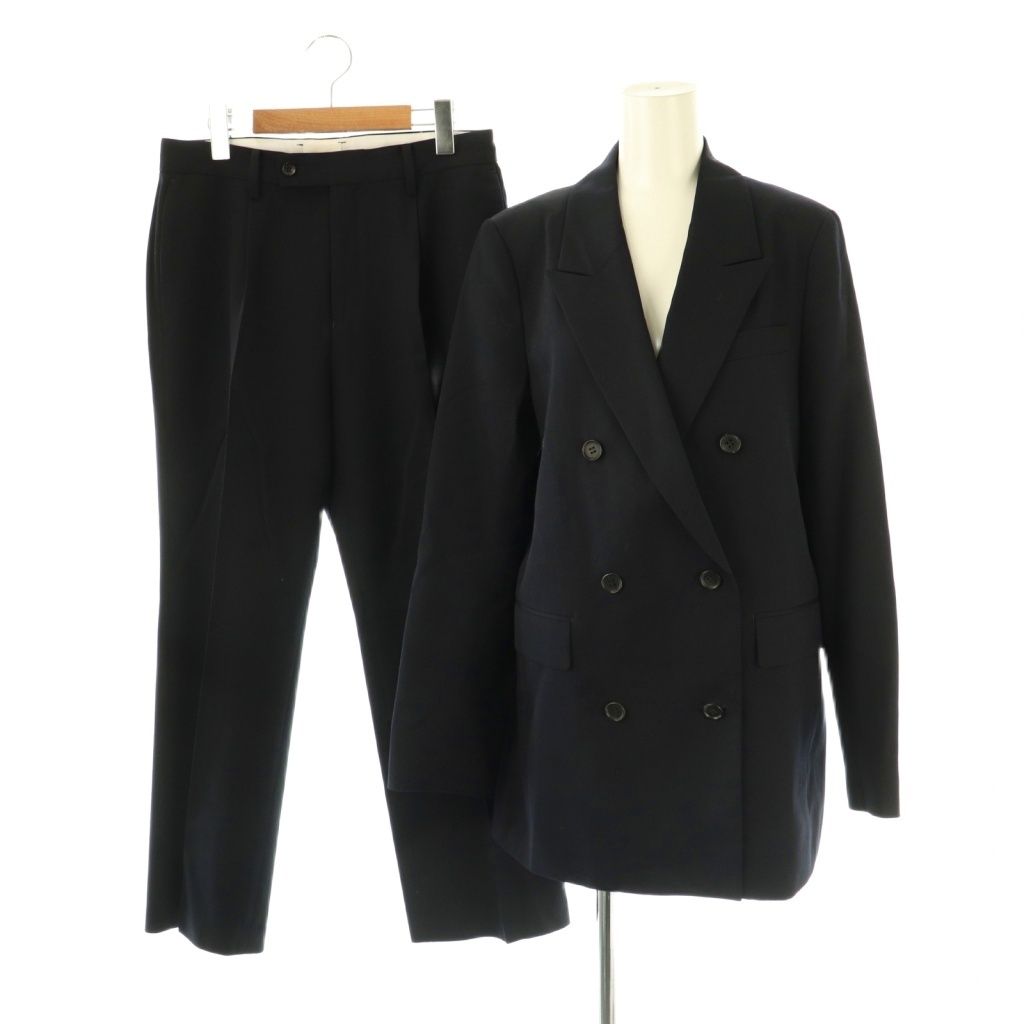 リトローヴ RETROVE 24AW DOUBLE BREASTED BLAZER WOOL TWILL PANTS セットアップ パンツスーツ ジャケット ダブル 36 38 ネイビー |ES OS
