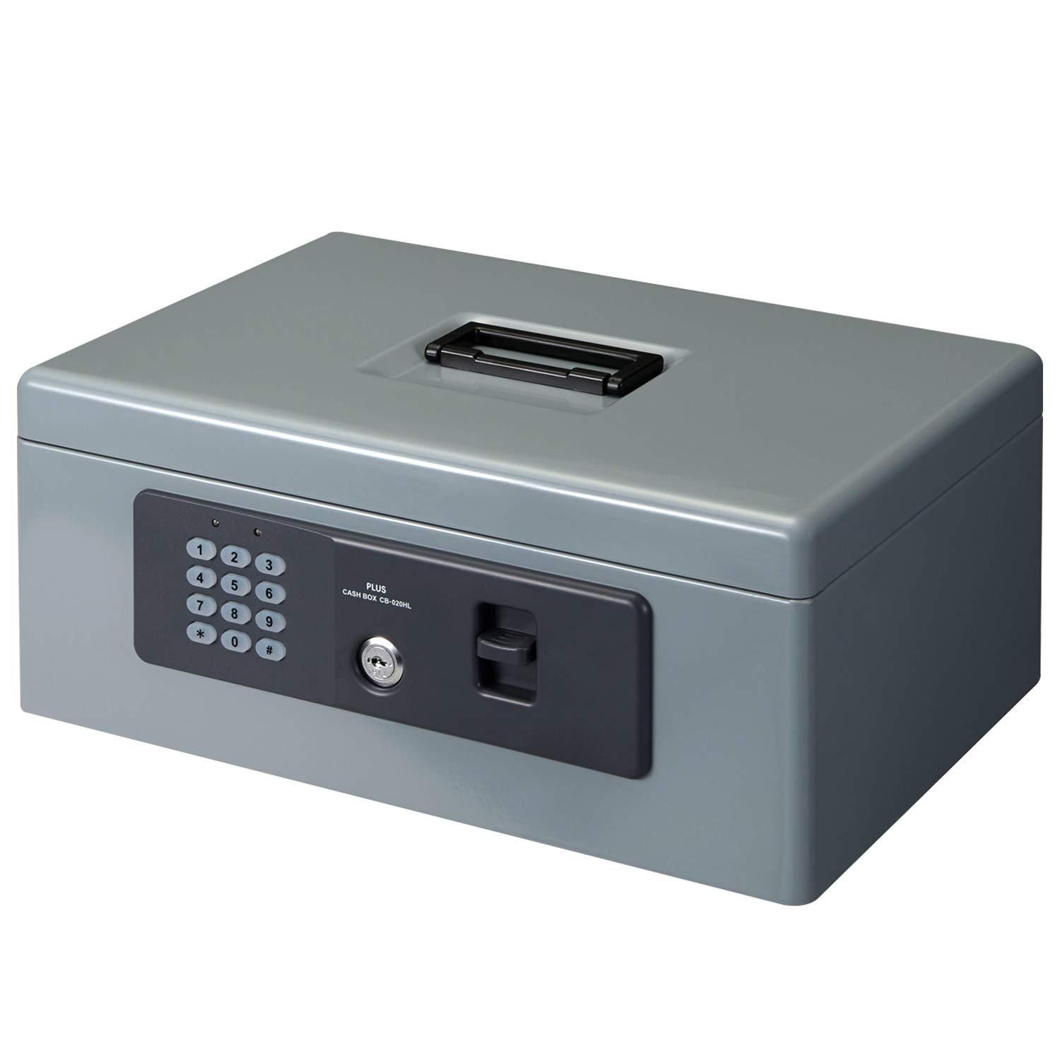 2営業日で発送 PLUS プラス 電子ロック手提金庫 M CB-020HL グレー CB-020HL