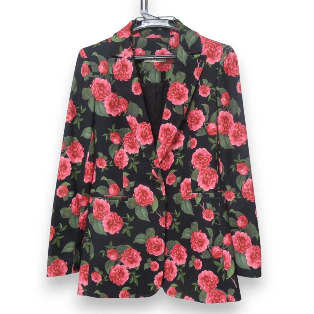 Alice Olivia アリスアンドオリビア フラワープリント 総柄 テーラードジャケット CC207P01206 サイズ0 ブラック レディース 古着